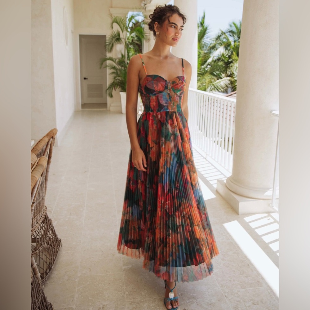 NWT Hutch Multicolor Pleated Maxi Dress - Picture 3 of 10